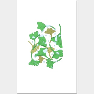 Raindrops and Ginkgo Leaves Posters and Art